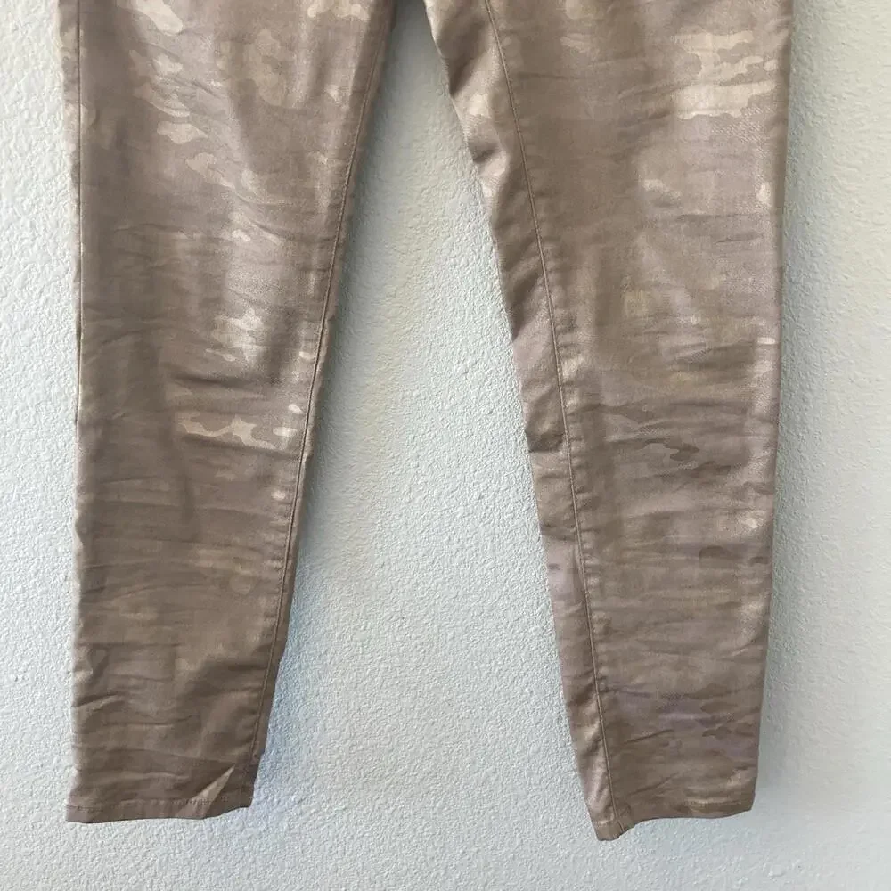 Bevy Flog Pants Size 25 Pull On Drawstring Camo Gold/Beige Shiny Metallic Chic - Picture 4 of 9
